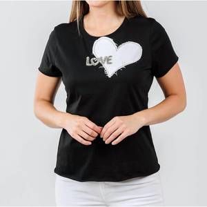 NEW SUZY T women's love heart top in black